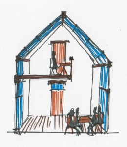 contemporary housing glass strip sketch