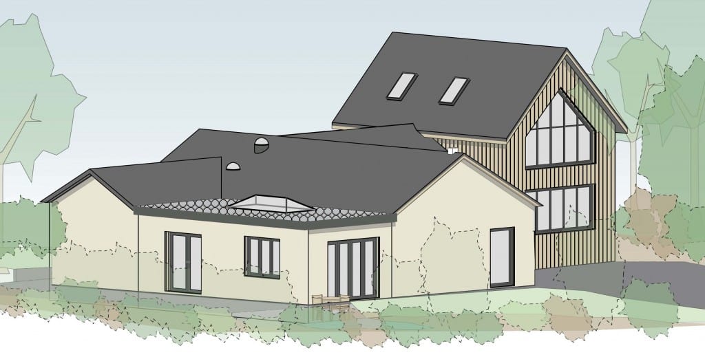 two storey extension rear axonometric